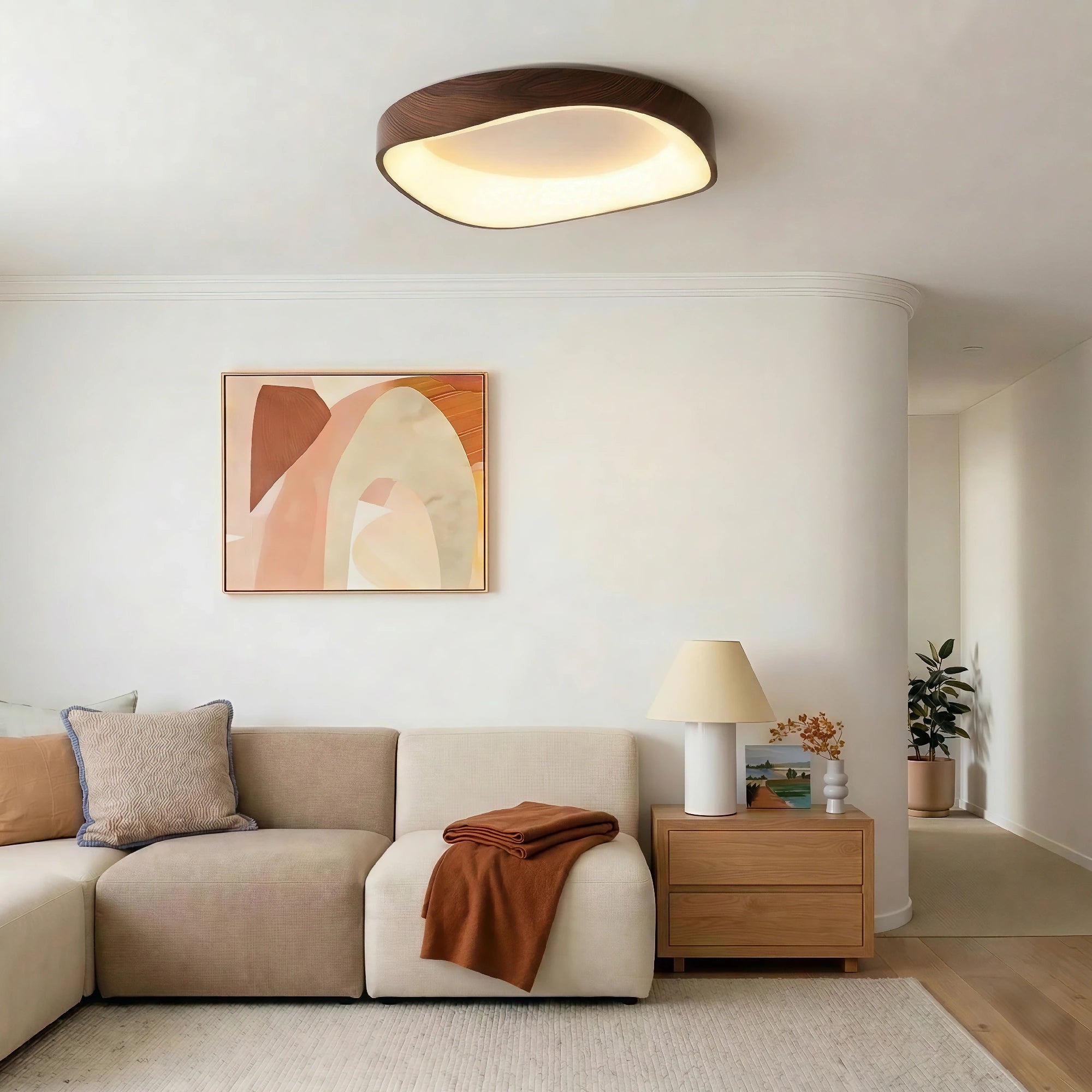 Lampada da soffitto con venature del legno nordico