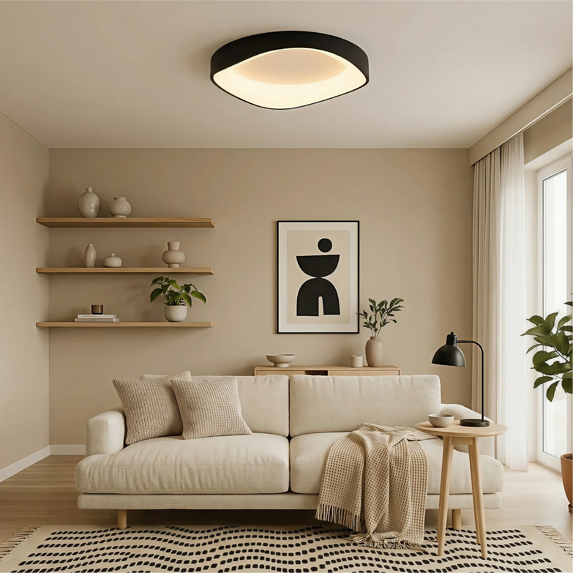 Lampada da soffitto con venature del legno nordico