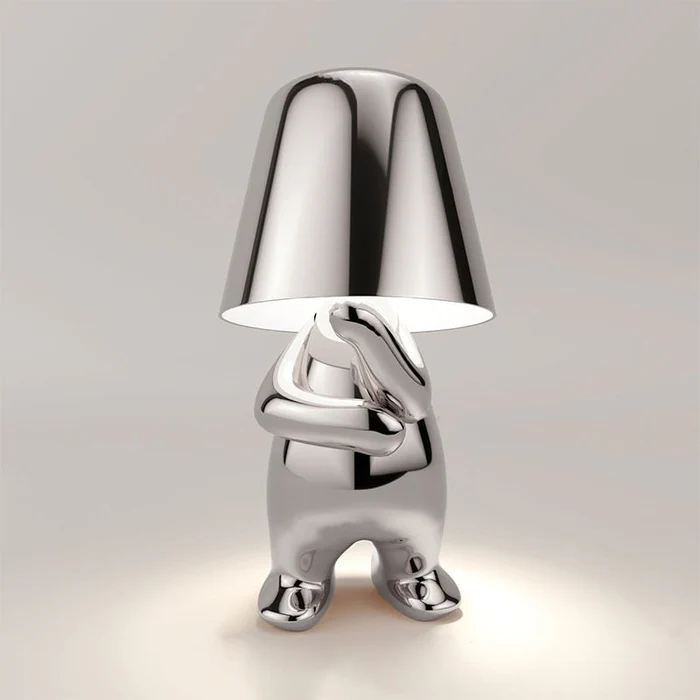 Glarefusion Cute Gold Man Statue LED Table Lamp