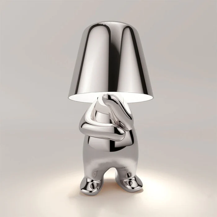 Glarefusion Cute Gold Man Statue LED bordlampe