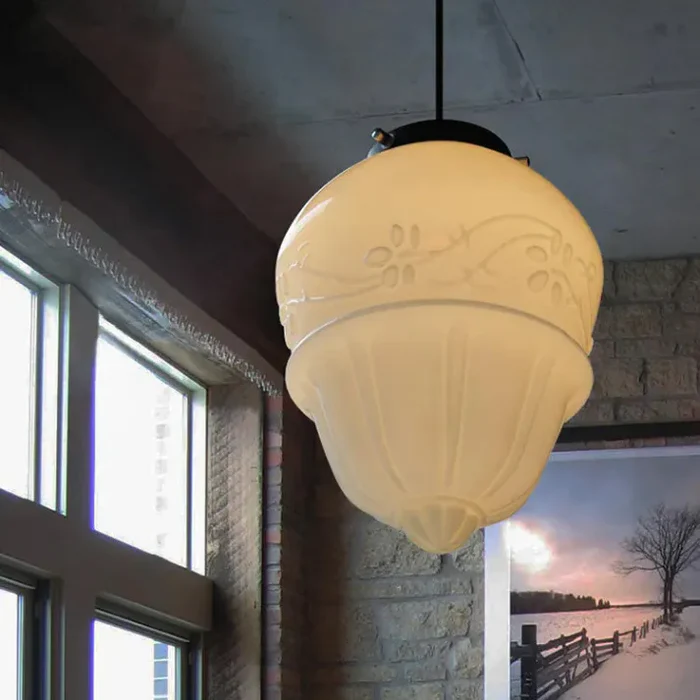 Vintage Frosted Glass Pendant Light