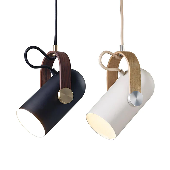 Lampada a sospensione moderna nordica in legno girevole