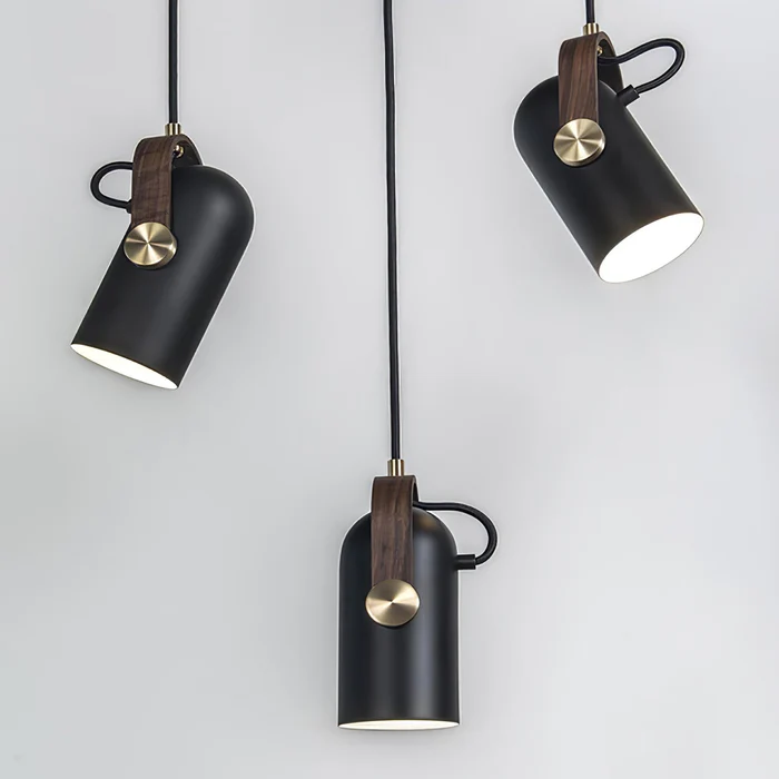 Lampada a sospensione moderna nordica in legno girevole