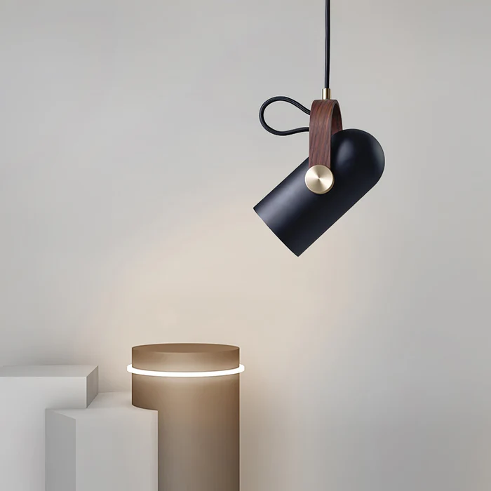Lampada a sospensione moderna nordica in legno girevole
