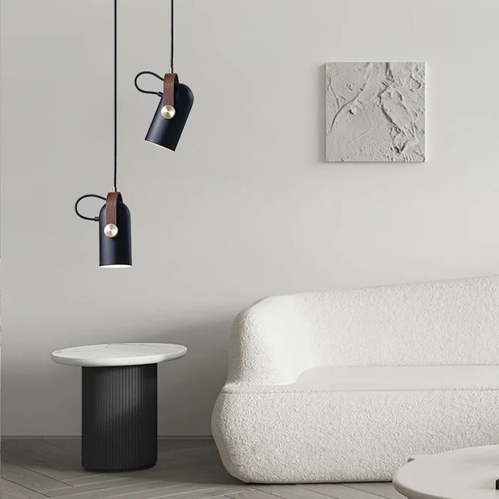 Lampada a sospensione moderna nordica in legno girevole