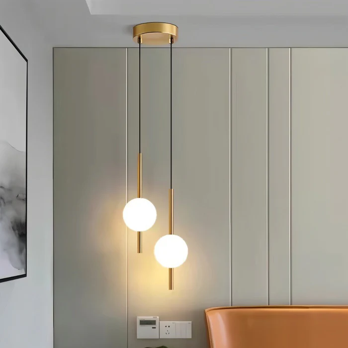 Lampada a sospensione cilindrica da comodino moderna