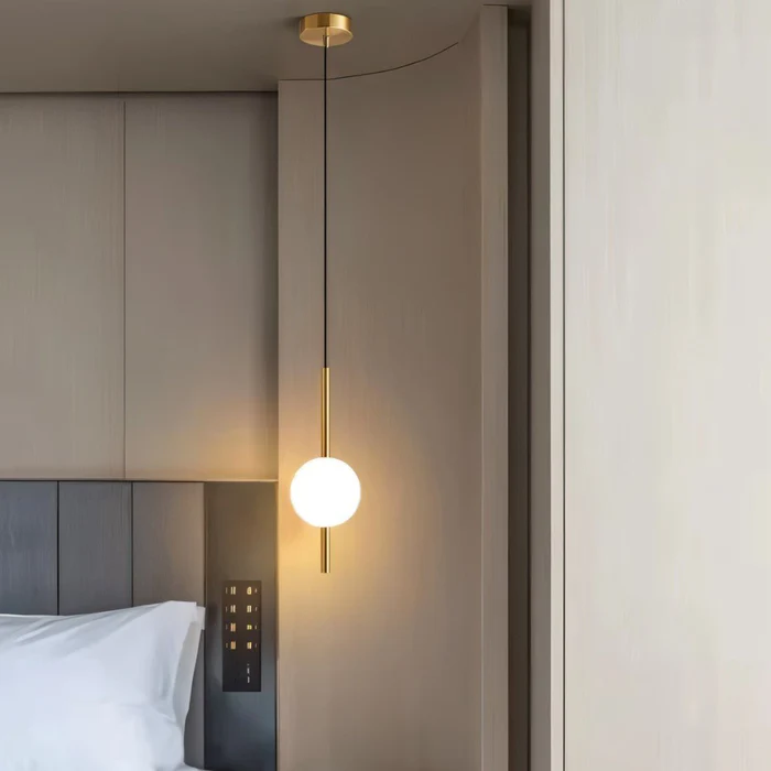 Lampada a sospensione cilindrica da comodino moderna