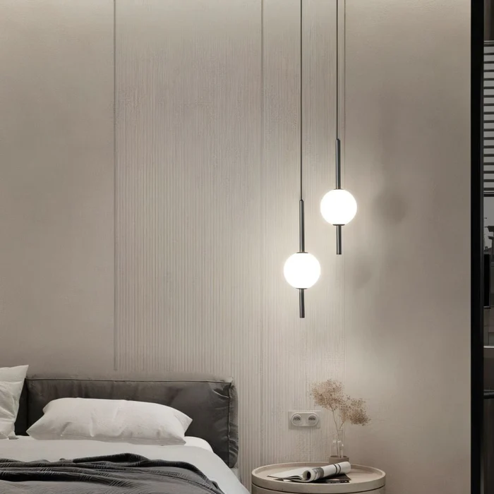 Lampada a sospensione cilindrica da comodino moderna