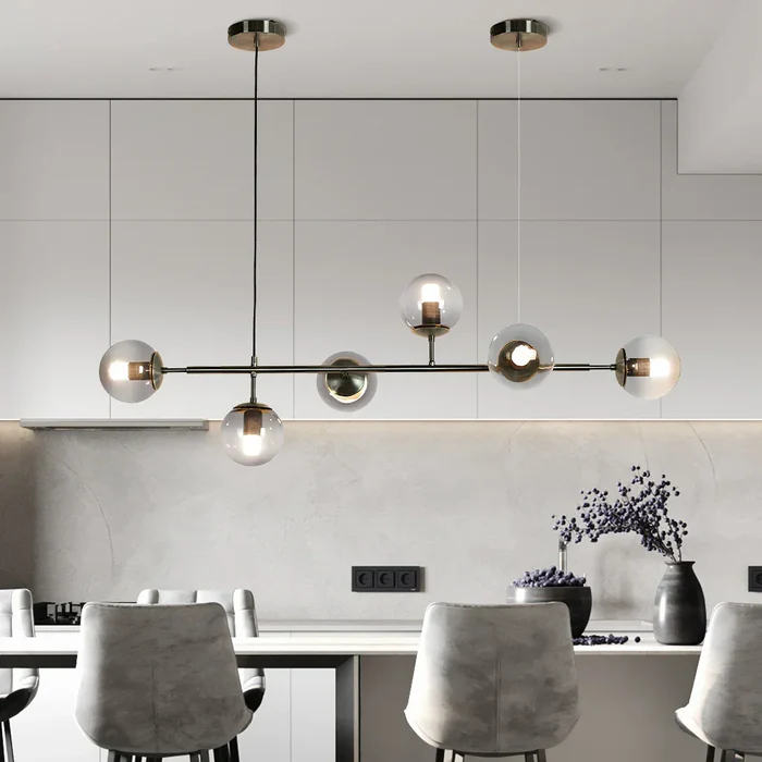 Moderna lampada a sospensione a sfera in vetro