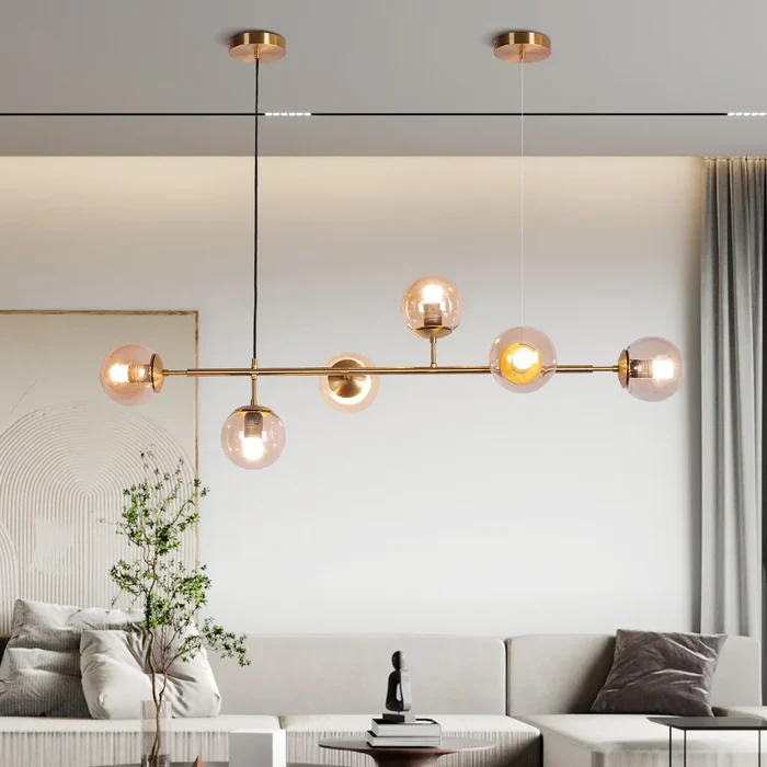 Moderna lampada a sospensione a sfera in vetro