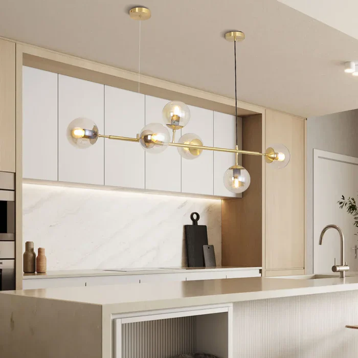 Moderna lampada a sospensione a sfera in vetro
