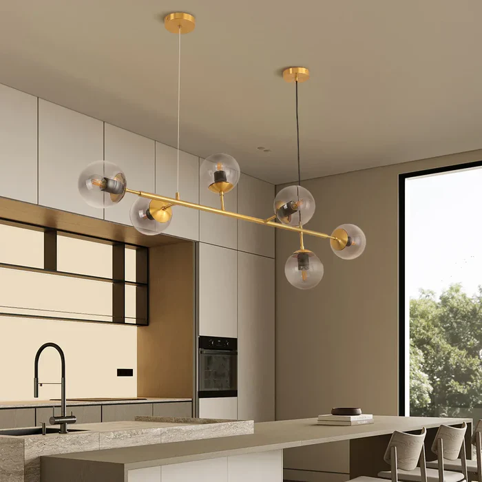 Moderna lampada a sospensione a sfera in vetro