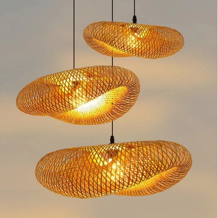 Lampada a sospensione moderna in bambù
