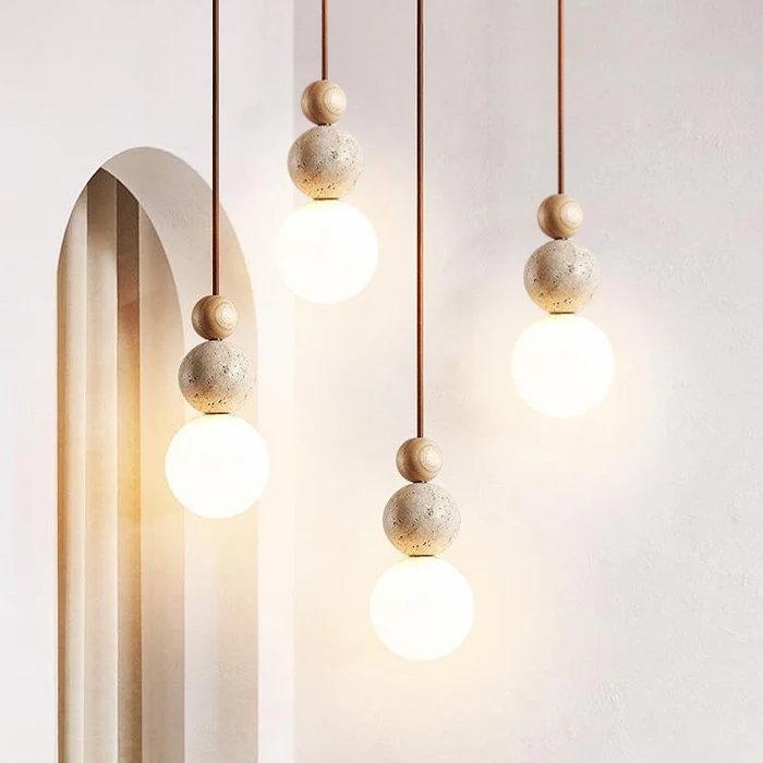Lampe à suspension en travertin simple et moderne