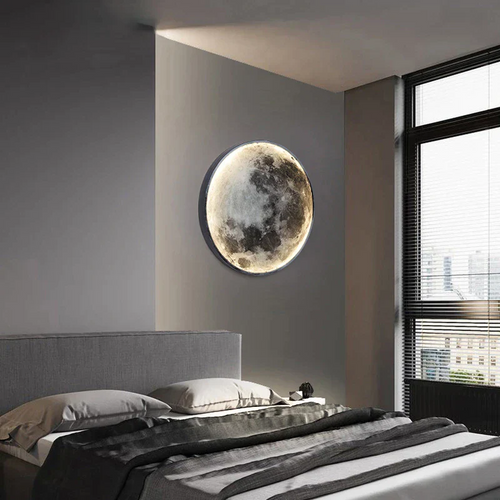 Lampada a parete moderna moderna di luna rotonda