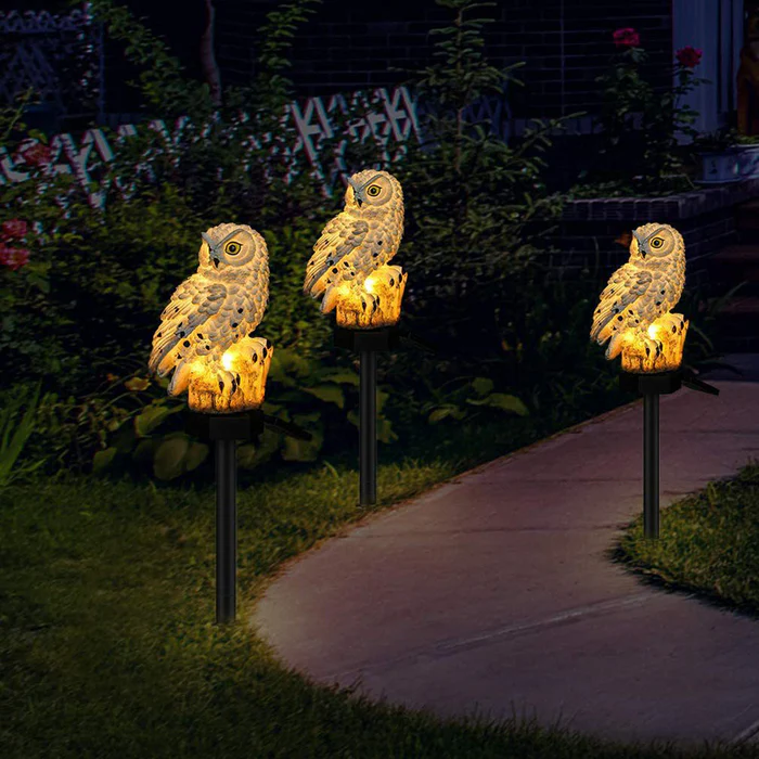 Lampe solaire créative en forme de hibou.