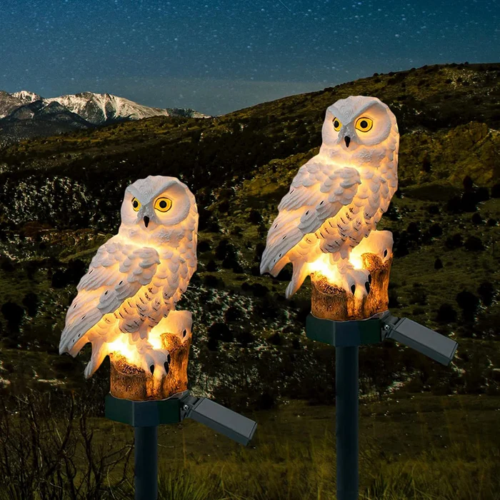 Lampe solaire créative en forme de hibou.