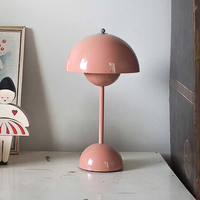Nordisk enkel lyserød jernknopbordslampe