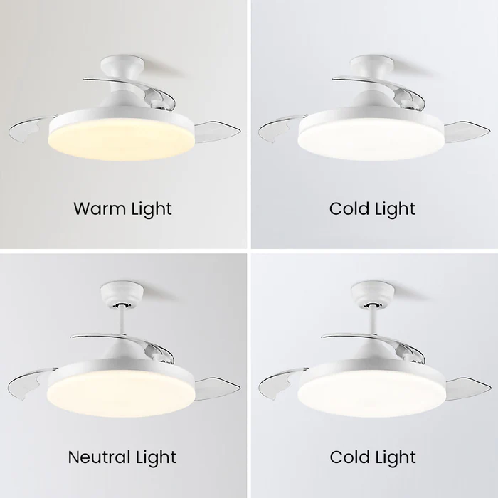 Slank loftsventilator med indbygning med LED-lys