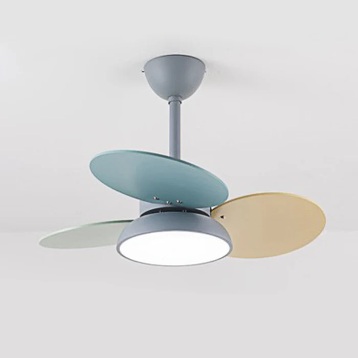 Macaron Farverig Rund Loftsventilator Med LED Lys