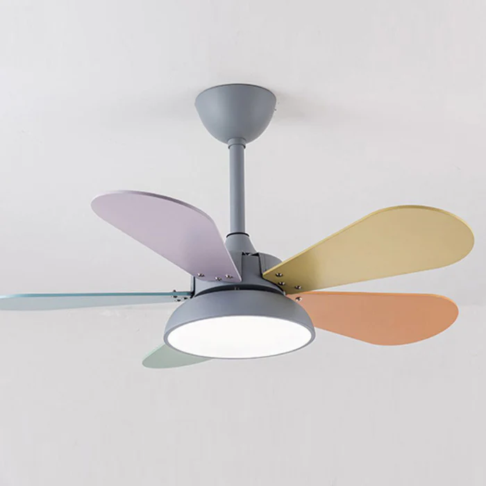 Macaron Farverig Rund Loftsventilator Med LED Lys