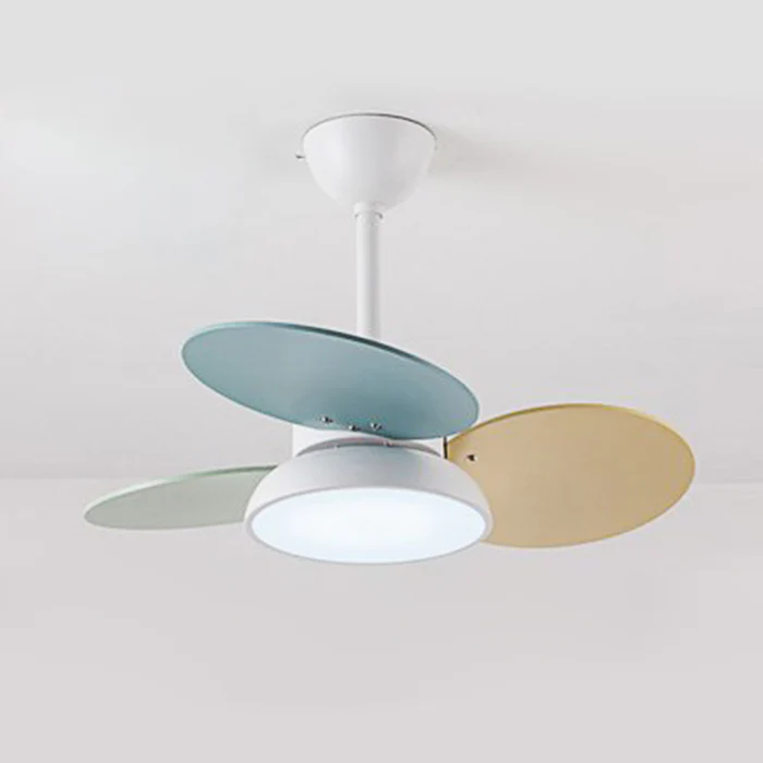 Macaron Farverig Rund Loftsventilator Med LED Lys