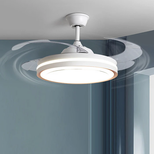 Hvid metal fjernbetjening loftsventilator med lys