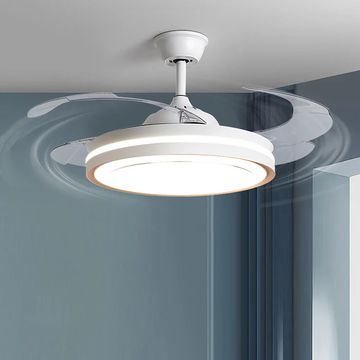 Ventilatore da soffitto con telecomando in metallo bianco con luce