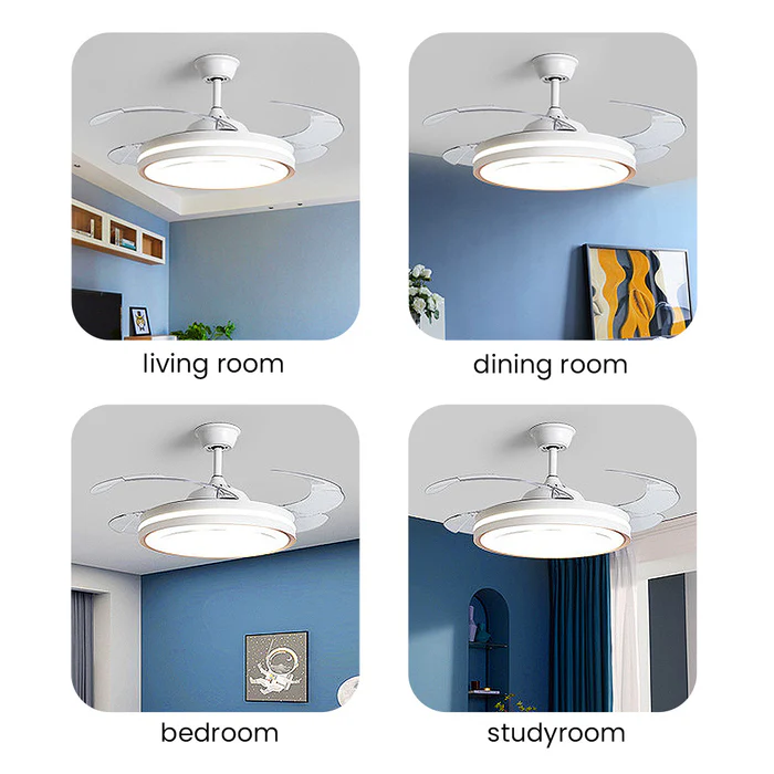 Hvid Metal Fjernbetjening Loftsventilator Med Lys