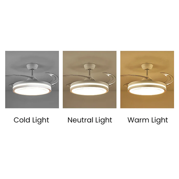 Hvid Metal Fjernbetjening Loftsventilator Med Lys