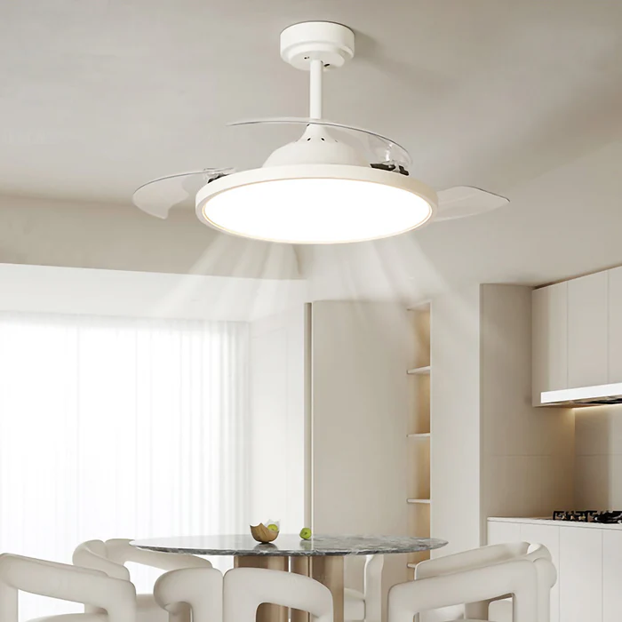 Ventilateur de plafond simple blanc avec lumières LED