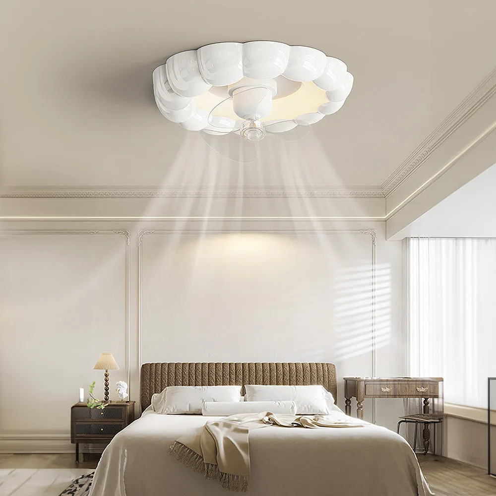 Ventilatore da soffitto per camera da letto semplice ed elegante Macaron con luci a LED