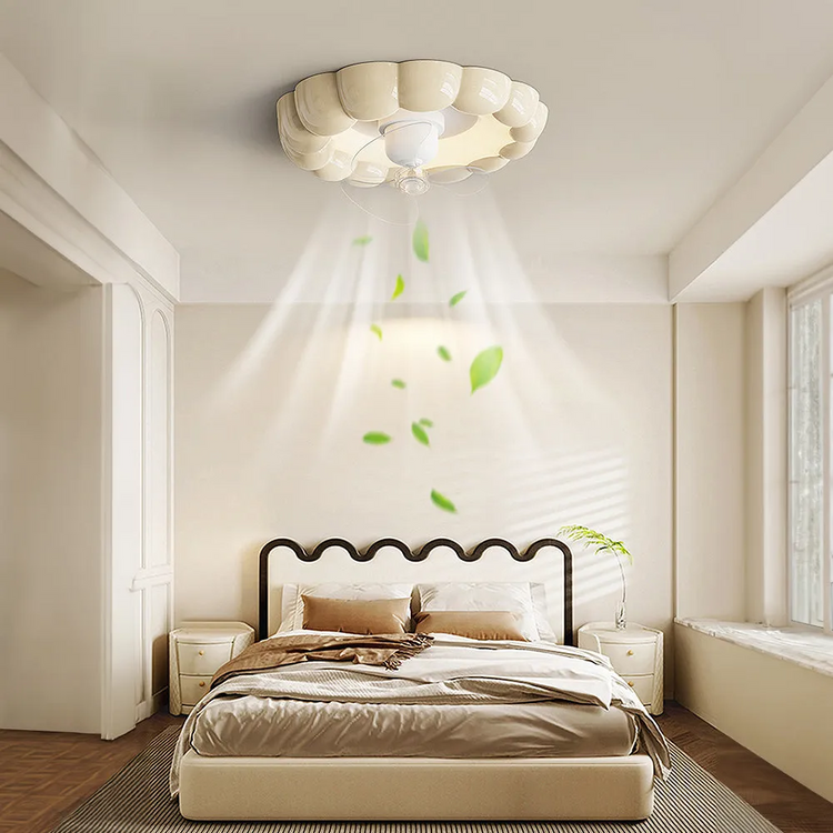 Macaron Simpel Stilfuld Soveværelse Loftsventilator Med LED-lys
