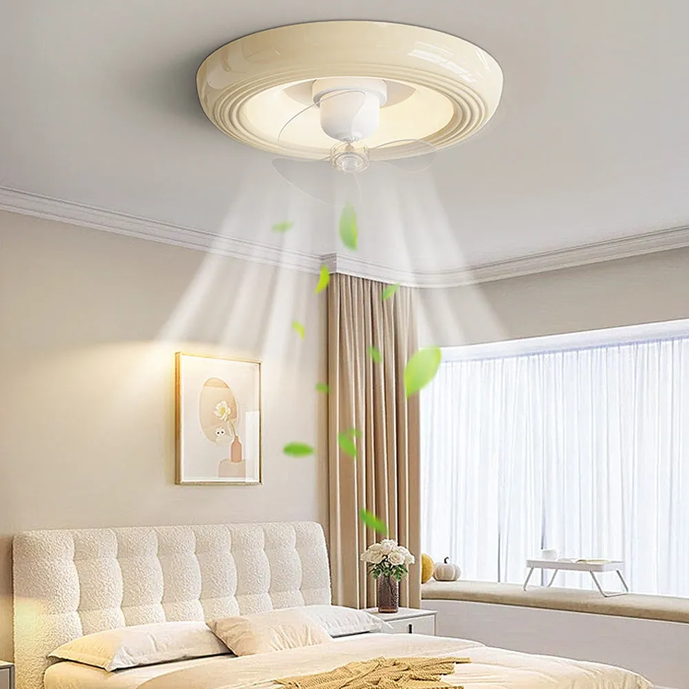Macaron Simple Stylish Bedroom Ceiling Fan With LED Lights