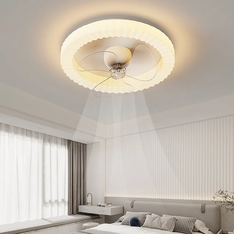 Hvid Rund Design Loftsventilator Med LED-lys