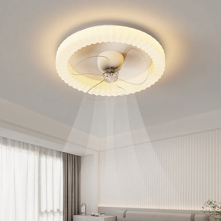 Hvid Rund Design Loftsventilator Med LED-lys