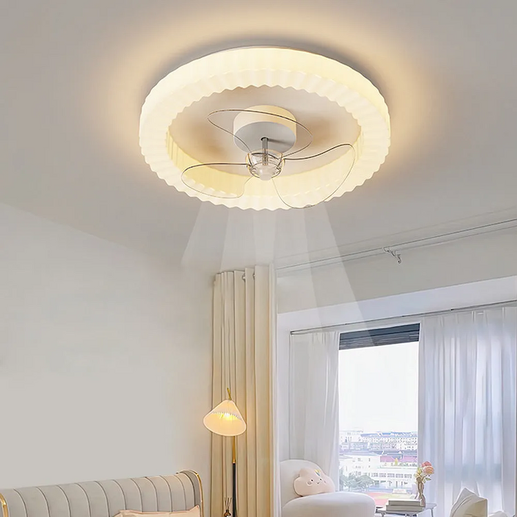 Hvid Rund Design Loftsventilator Med LED-lys
