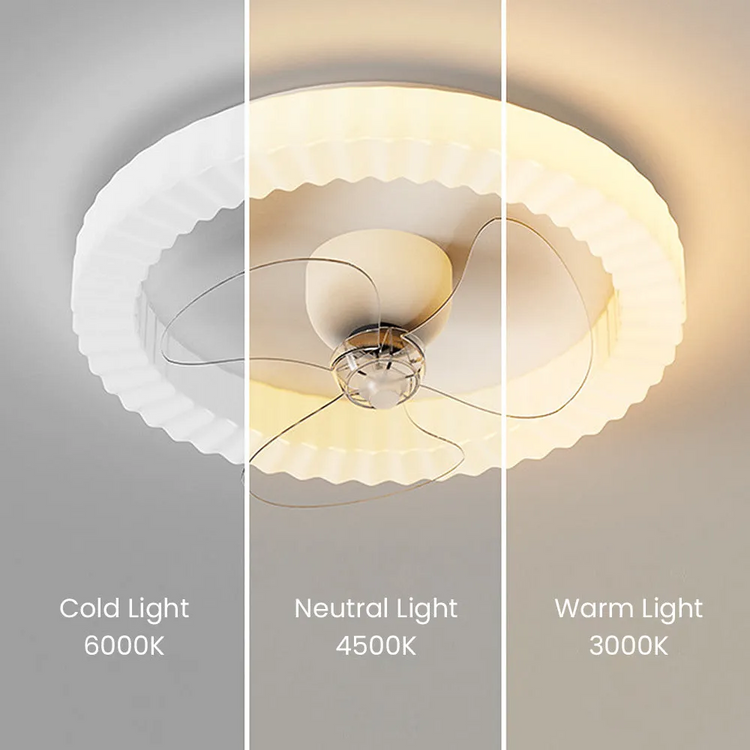 Hvid Rund Design Loftsventilator Med LED-lys