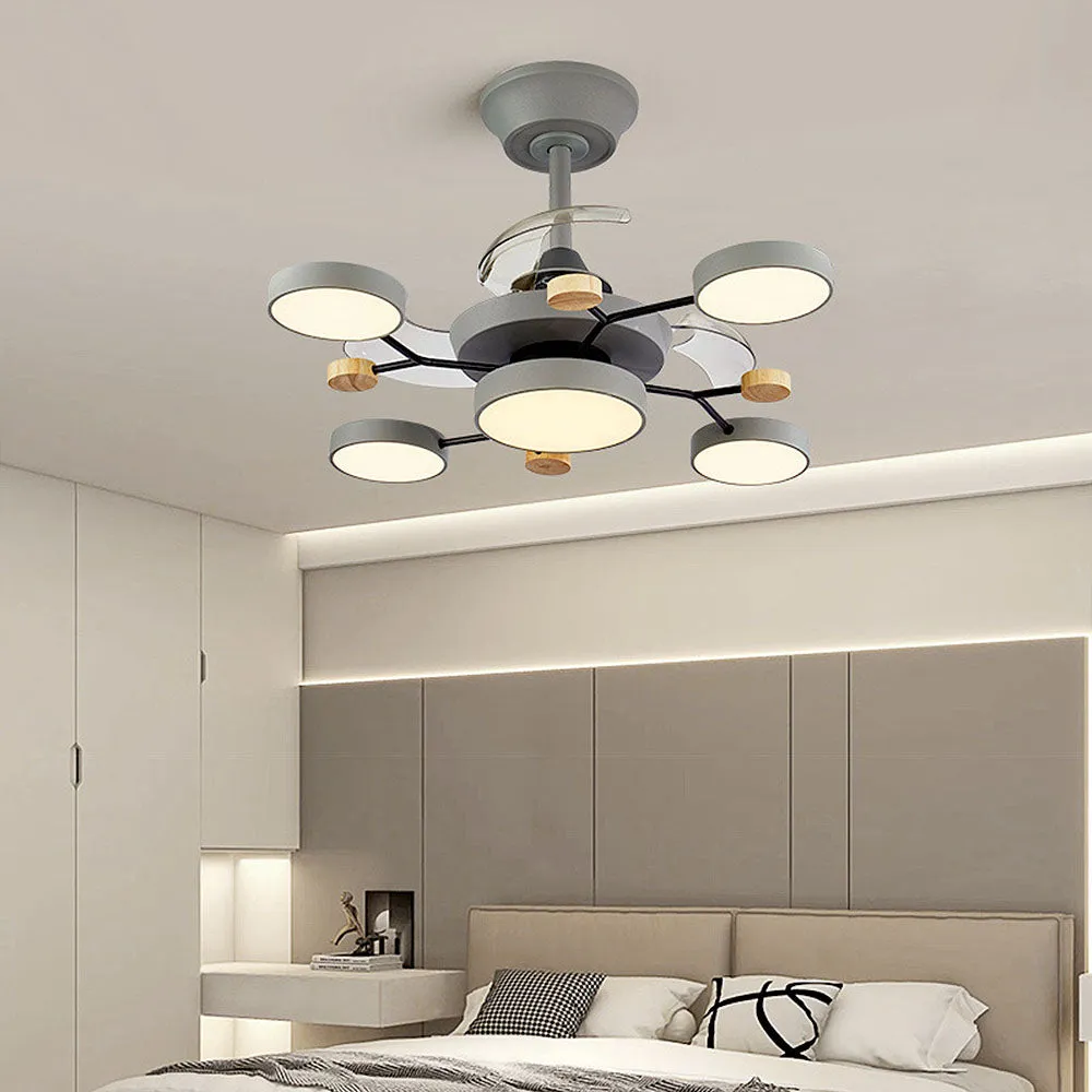 Lumière de ventilateur de plafond à LED ronde en métal