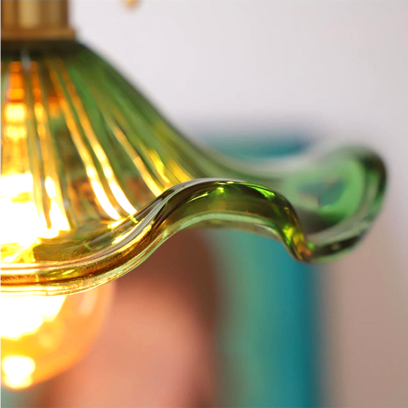 Lampada a sospensione Glarefusion con fiori di ibisco in vetro vintage