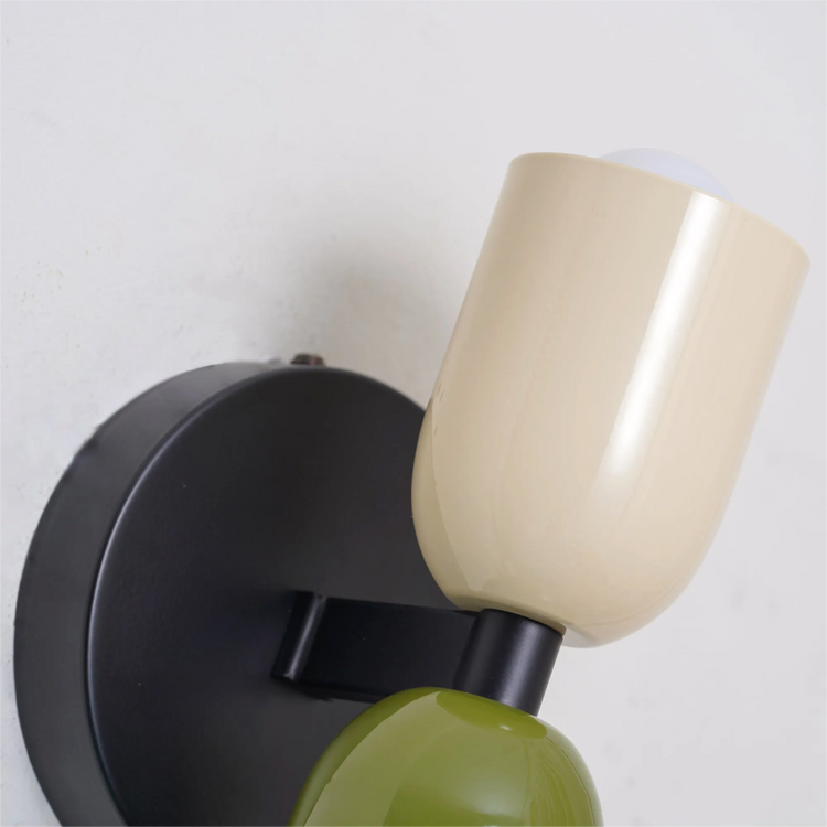 Glarefusion dobbeltendet tofarvet stearinlys væglampe