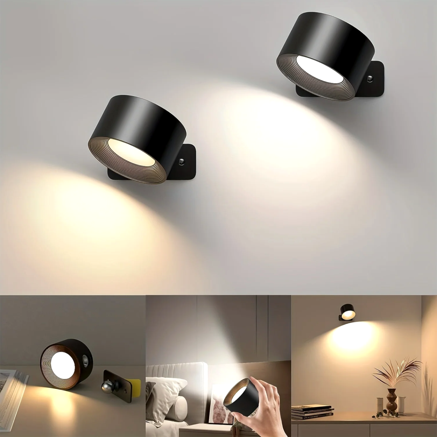 Glarefusion Moderna lampada da parete a LED ruotabile a 360°