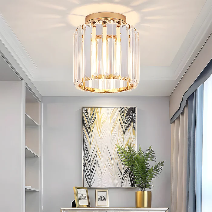 GlareFusion Plafonnier LED en verre cristal nordique moderne