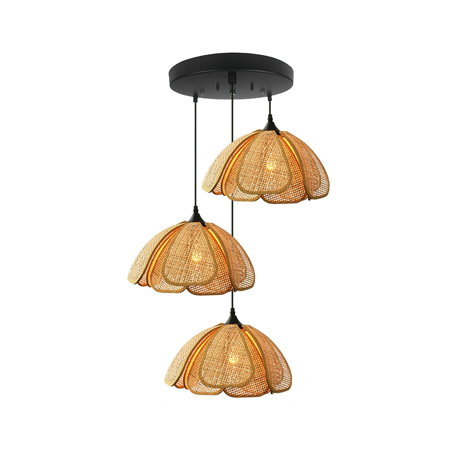 Lampada a sospensione in fiore di rattan