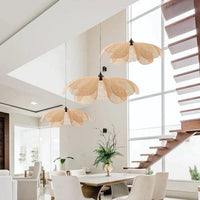 Retro floral rattan hanger lamp