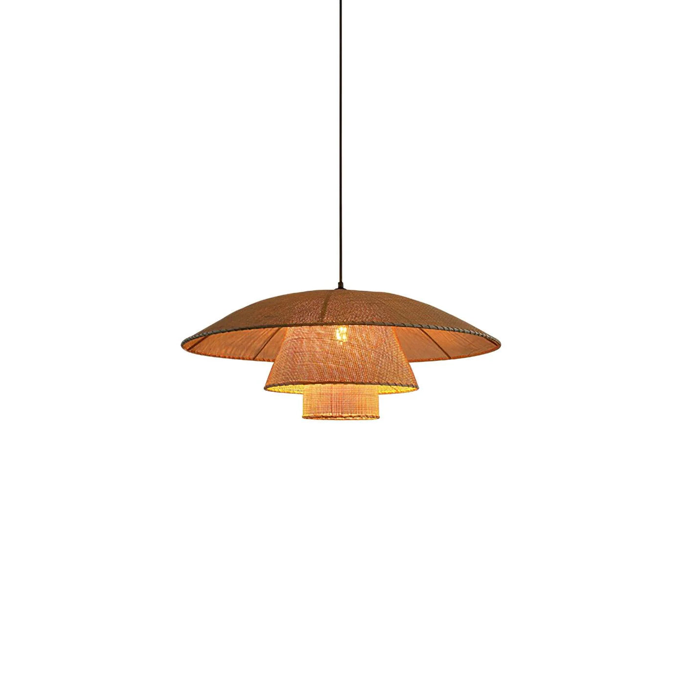 Lampada a sospensione con cappello da sole in tessuto Boho