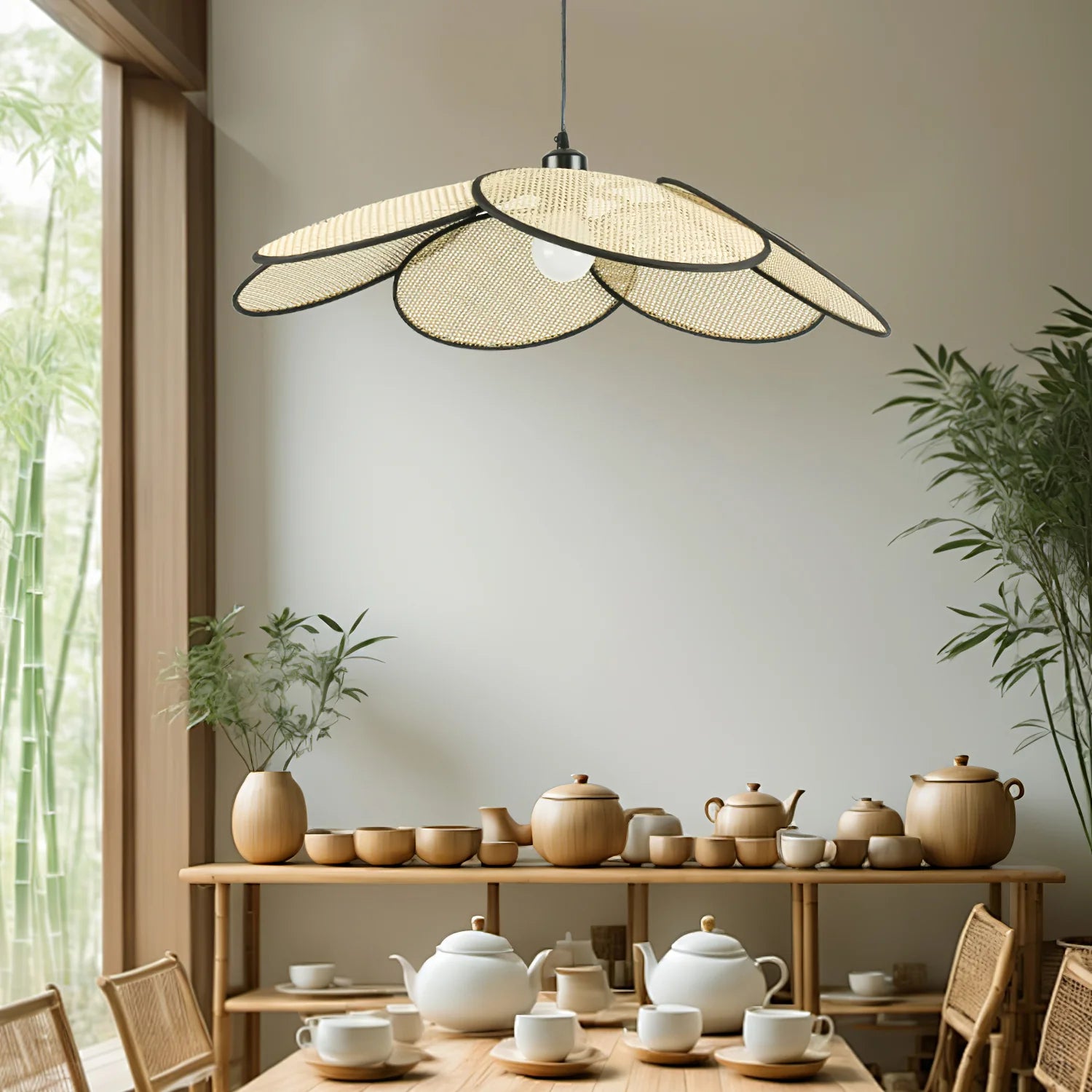 Lampada a sospensione Bloom in rattan