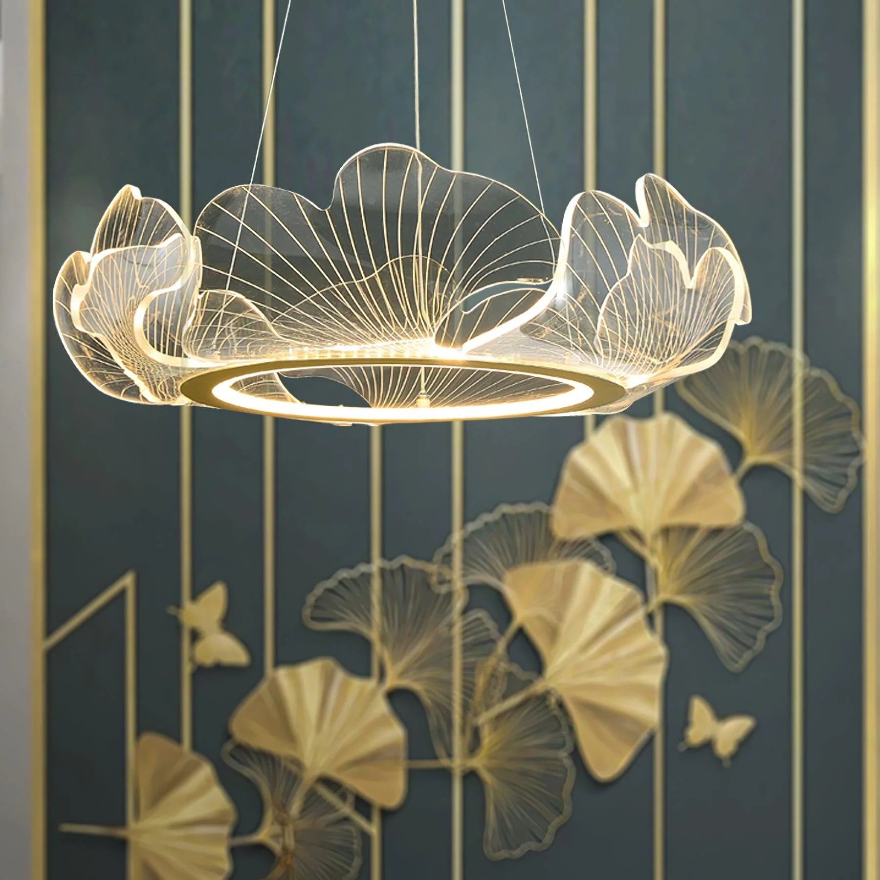 Lustre rond en acrylique océanique