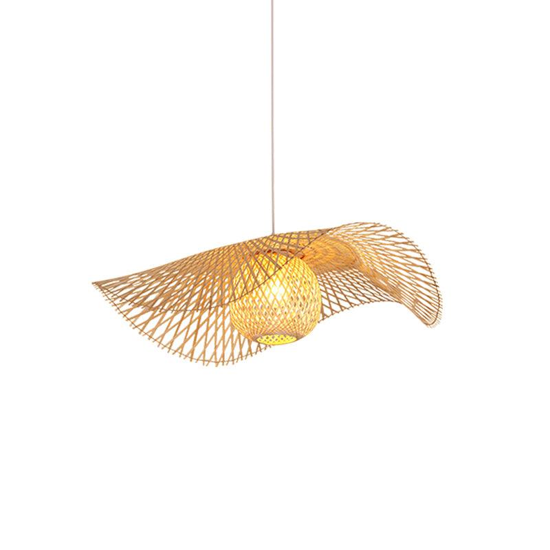Lampe à suspension moderne en bambou ondulé