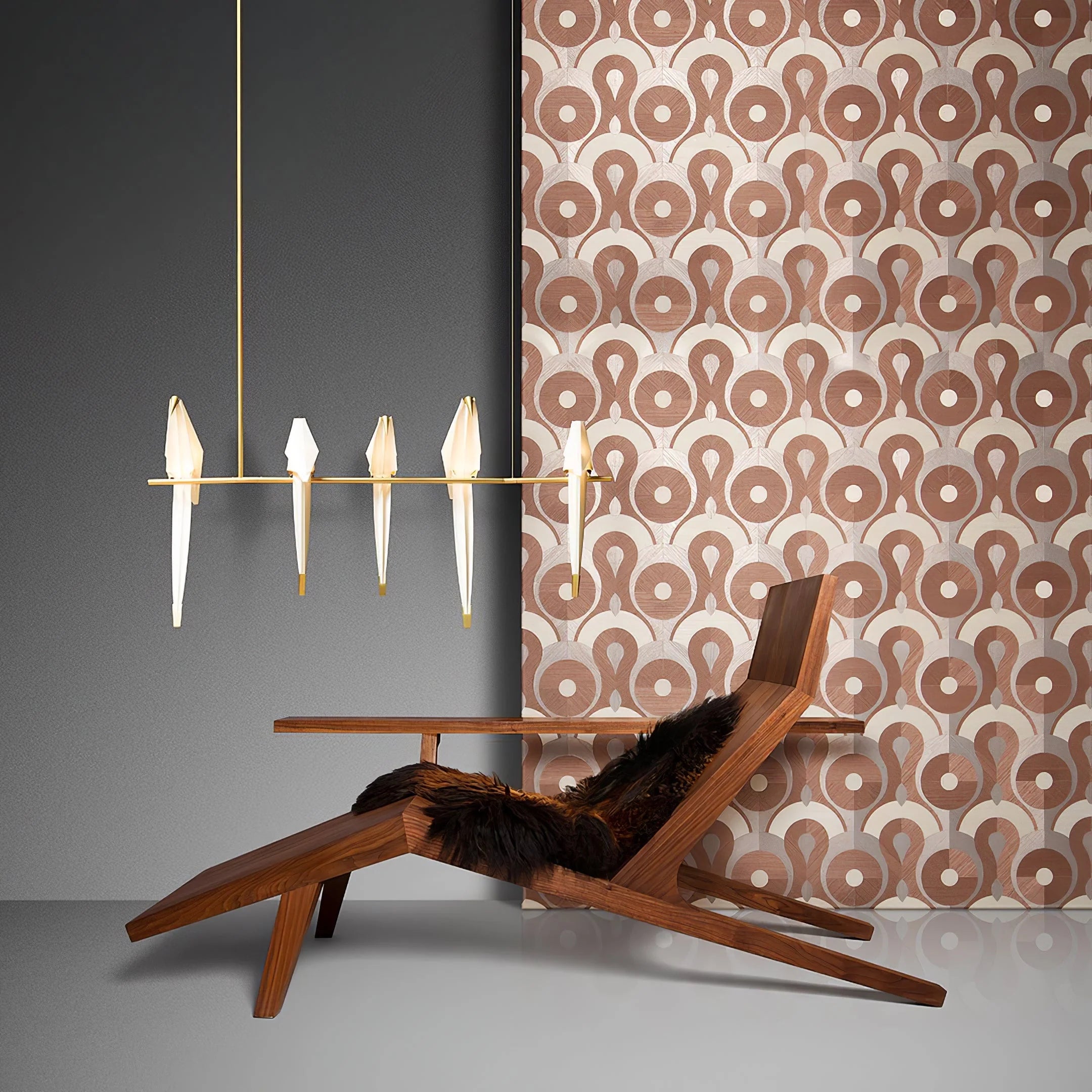 Lustre LED classique en acrylique origami-oiseau